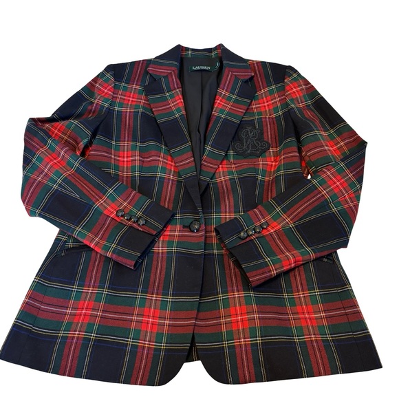 Lauren Ralph Lauren Tartan Plaid Blazer Size 10 Good Pre-Loved Condition - Picture 16 of 16